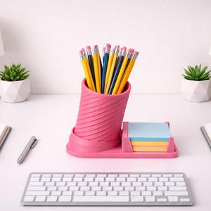 3D-print bureauopberger STL: potloodhouder en notitieblok (digitale download)