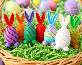 3D Printed Easter Bunny Egg Fidget Toy, Bunny Ear Passthrough Fidget, Cute Easter Desk Toy, Stress Relief Toy, Easter Basket Gift