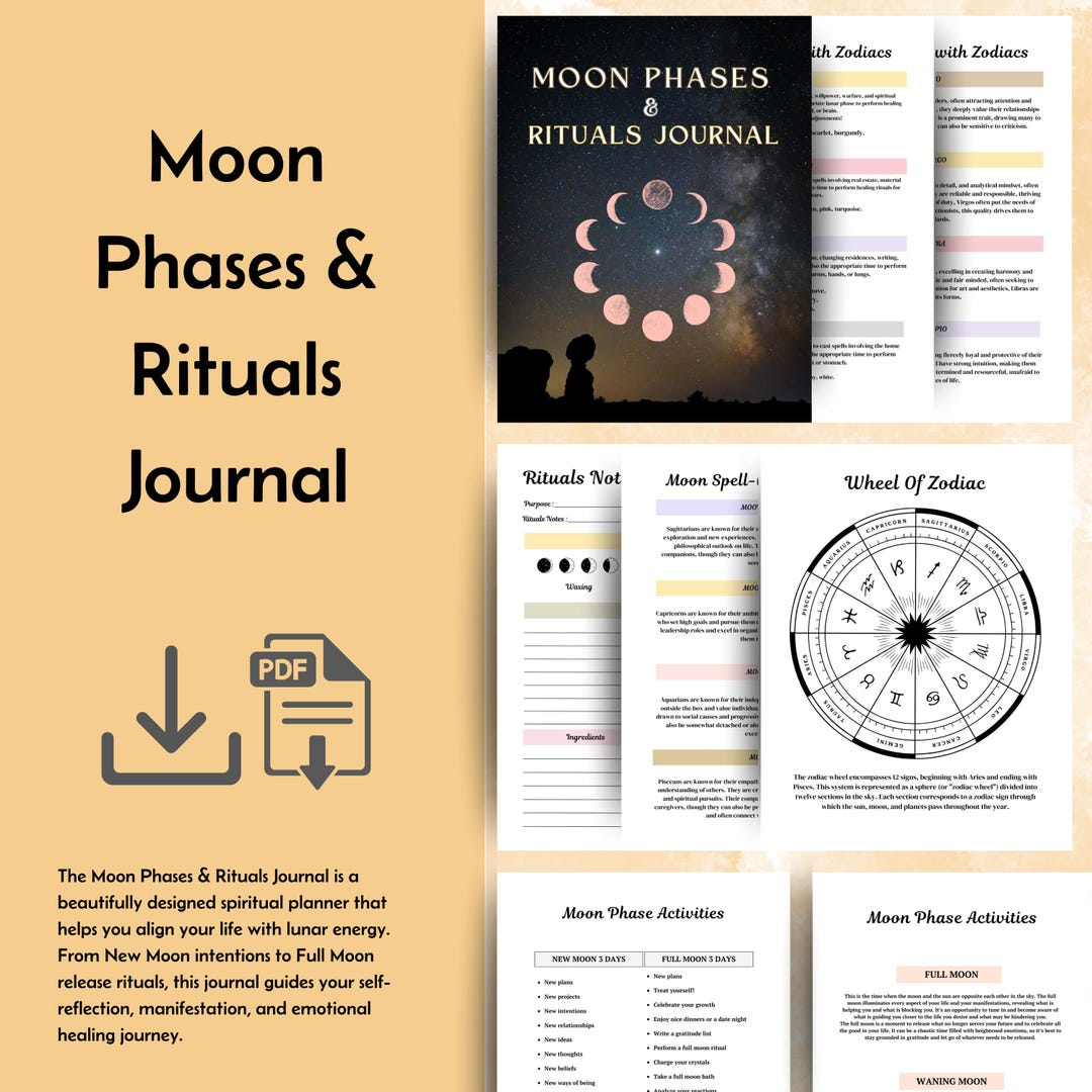 Moon Phases & Rituals Journal PDF | Lunar Cycle Manifestation Planner ...