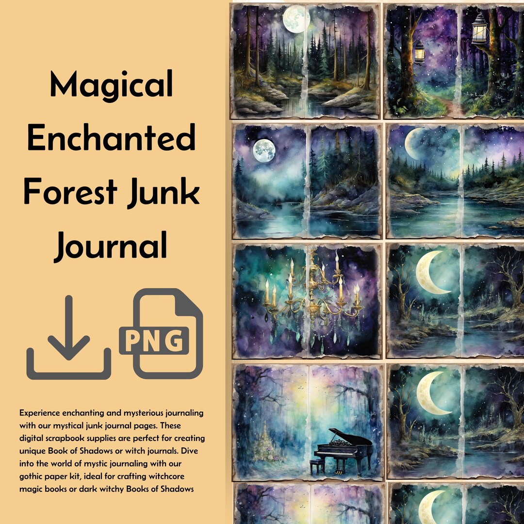 Magical Enchanted Forest Junk Journal PNG | Mystical Book of Shadows ...