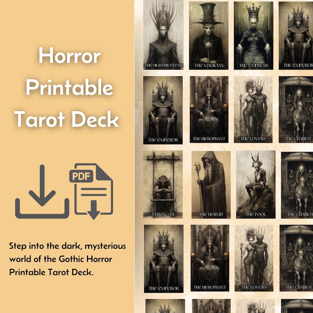 Horror Tarot Guide.pdf Horror Printable Tarot Deck PDF | Gothic Occult Tarot Cards | Dark ...