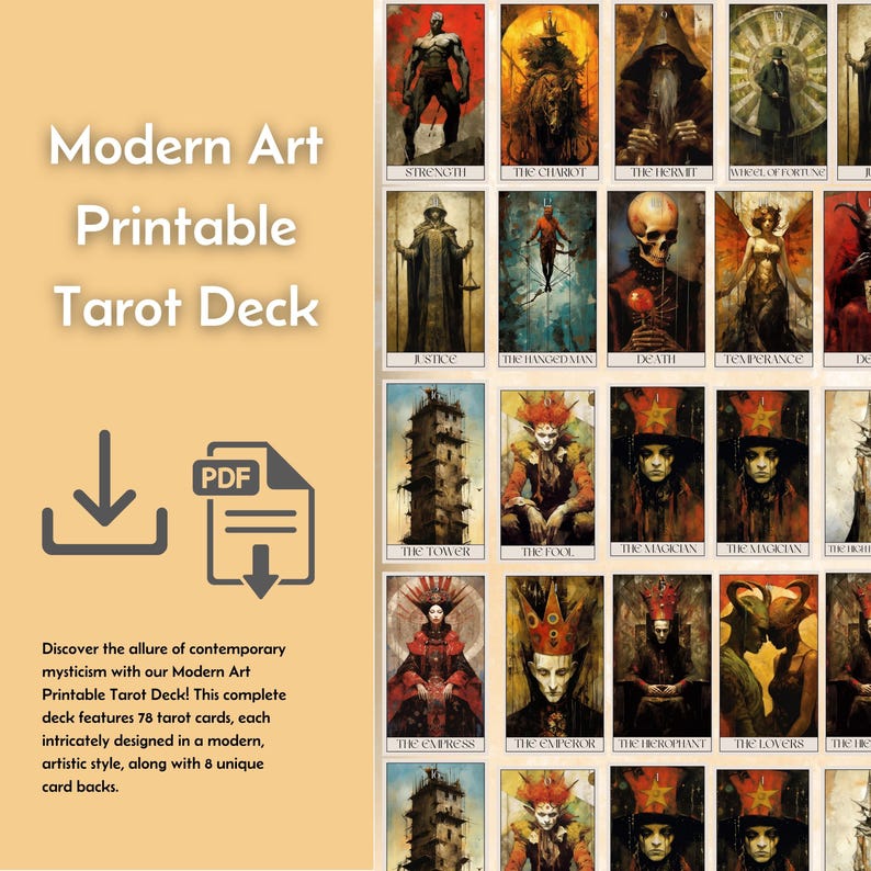 Modern Art Printable Tarot Deck PDF | Contemporary Artistic Tarot Cards ...