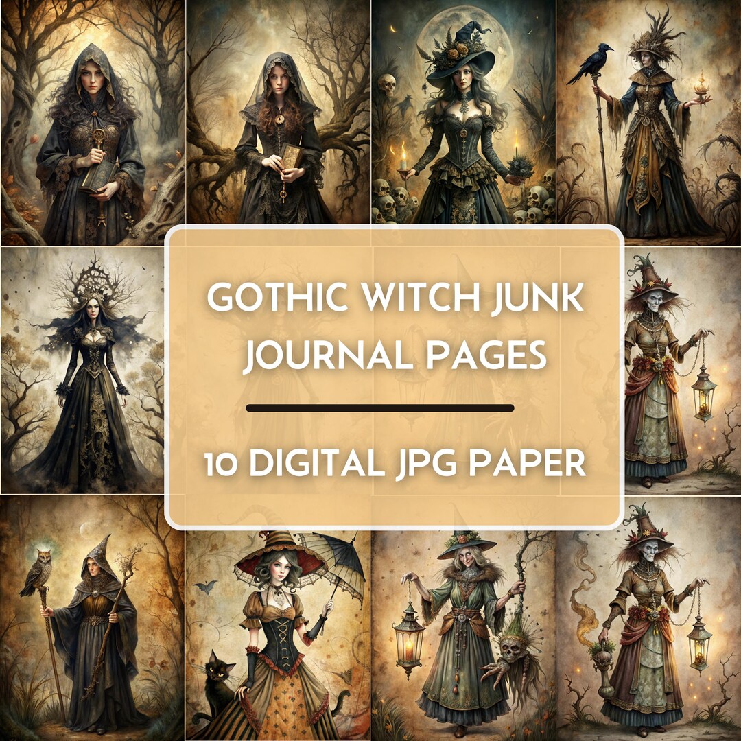 Gothic Witch Junk Journal Pages | Dark Witchcraft Digital Paper for ...