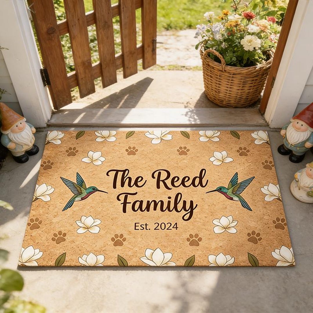 Custom Reed Family Doormat,hummingbird Paw Print Welcome Mat ...