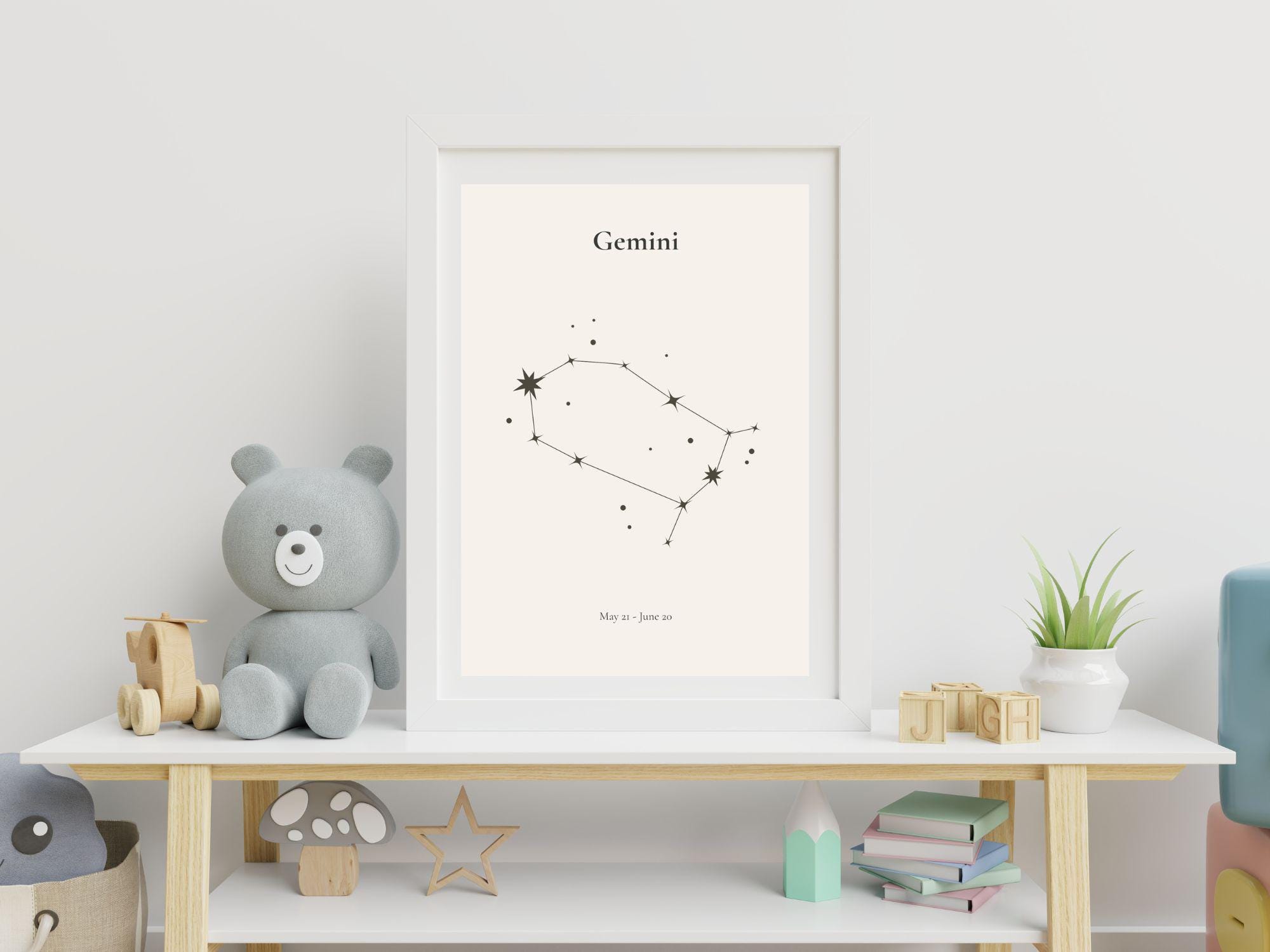 Gemini Nursery Wall Art | Printable Constellation Baby Room Decor ...