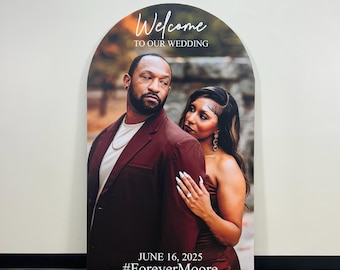 Welcome to Our Wedding Photo Board - Lifesize Photo Prop - Wedding Photo Arch - Welcome Sign - Custom Photo Backdrop - 8ft Picture