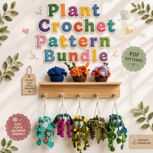 Plant Crochet Pattern Bundle, Car Hanging Decor (PDF Pattern)