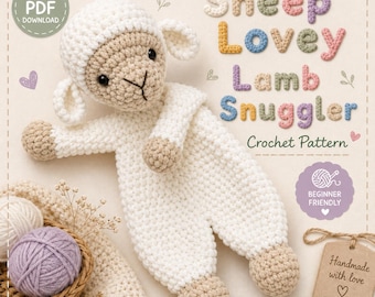 Sheep Lovey Crochet Pattern, Lamb Snuggler PDF, Easy Crochet Baby Blanket Toy