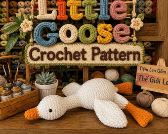 Little Goose Crochet Pattern, No-Sew Amigurumi (PDF Pattern)