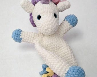 Unicorn Lovey Crochet Pattern – Amigurumi Snuggler Plushie PDF Tutorial