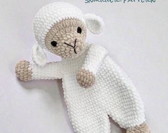 Sheep Lovey Crochet Pattern, Lamb Snuggler PDF, Easy Crochet Baby Blanket Toy