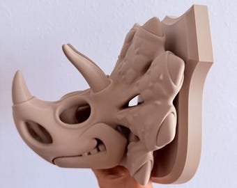 3D Printed Triceratops Skull Wall Mount, Modern Dinosaur Decor, Playroom Decor, Jurassic park