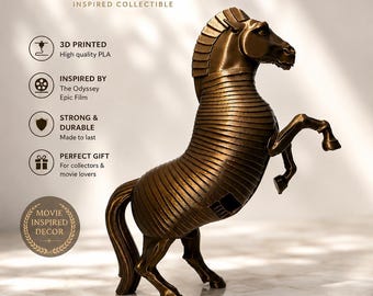 Figura del caballo de Troya, inspirada en la película La Odisea, estatua de caballo mitológica, decoración de la antigua Grecia, decoración para estanterías.