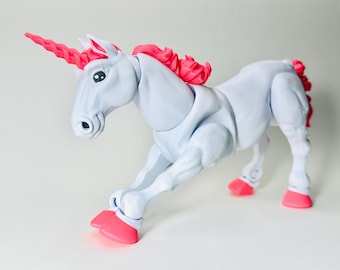 Juguete articulado de unicornio: figura de fantasía impresa en 3D para inquietarse. Regalo para niños, amantes de los unicornios, decoración de escritorio.