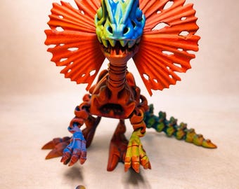 Esqueleto de dinosaurio de juguete – Dilophosaurus flexible impreso en 3D – Esqueleto de dinosaurio flexible – Figura articulada – Regalo para niños y coleccionistas