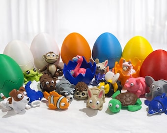 Huevos sorpresa, huevo de Pascua reutilizable con juguete, juguetes articulados, búsqueda de huevos de Pascua