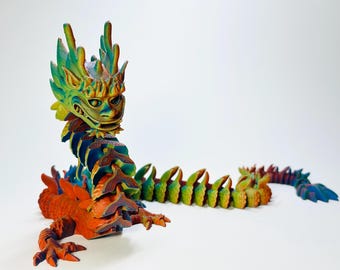 Dragón – Dragón impreso en 3D – Juguete antiestrés flexible – Para amantes de los dragones – Regalo de inauguración de casa – Regalo para él – Decoración de estantería
