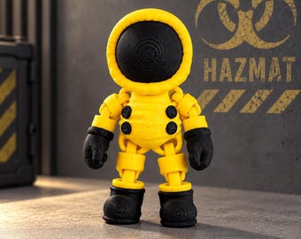 Yellow Hazmat Keychain, Escape The Backrooms, 3D Printed Articulated Figure, Backrooms Horror Gift
