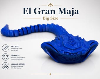 El Gran Maja Sea Monster –  Articulated Sea Creature – 3D Printed Flexible Toy – Deep Sea Monster Fidget Toy – Desk Toy Gift