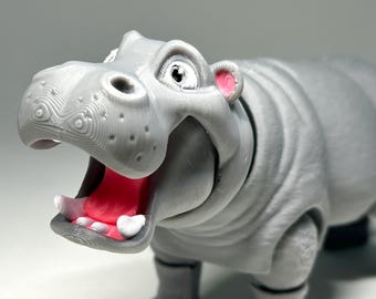 Hipopótamo articulado: juguete impreso en 3D, animal antiestrés, decoración de escritorio, regalo para niños