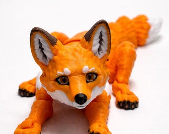Zorro articulado de juguete, zorro flexible impreso en 3D, juguete de escritorio, animal antiestrés, figura de zorro, regalo para niños