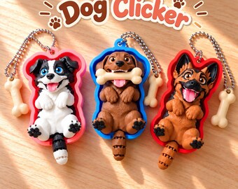 Dog Clicker Keychain, 3D Printed Fidget Clicker, German Shepherd, Dachshund,  Border Collie, Dog Trainer Gift, Dog Lover Gift