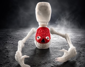 Figura articulada de gusano de puente que brilla en la oscuridad, criatura de terror coleccionable impresa en 3D, pieza de exhibición de escritorio articulada, regalo espeluznante, pintada a mano.