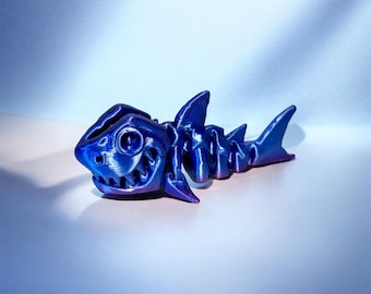 Juguete articulado de tiburón esqueleto para inquietarse: decoración de escritorio impresa en 3D, tiburón oceánico que se mueve
