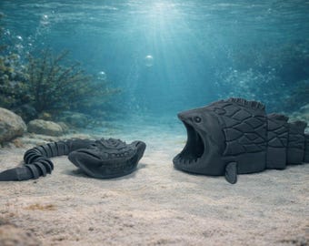El Gran Maja Vs Bloop Monstruos Marinos – Criaturas Marinas Articuladas – Juguete Flexible Impreso en 3D – Juguete Antiestrés de Monstruo de las Profundidades Marinas – Regalo de Juguete de Escritorio