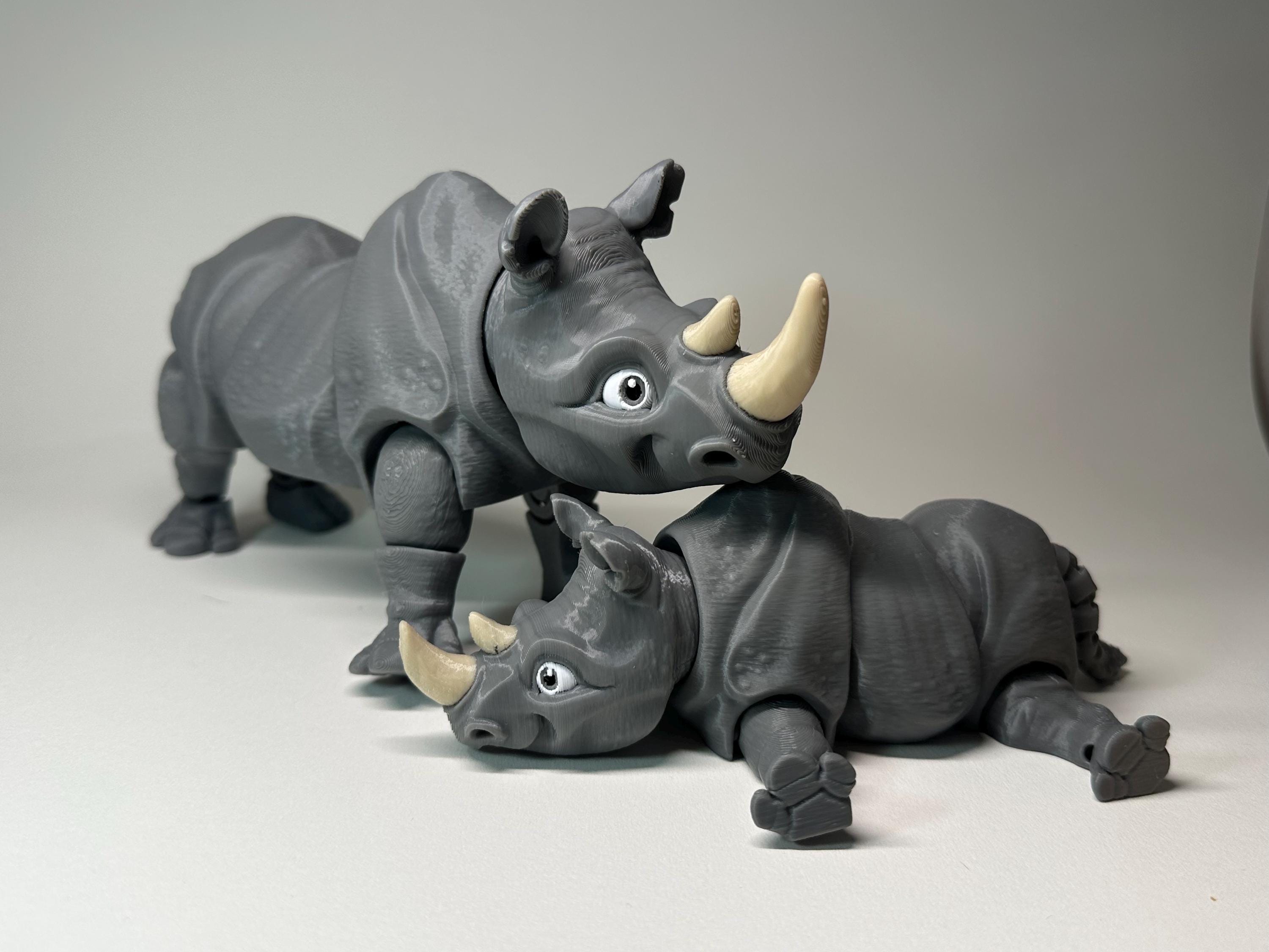 Articulated Rhino Toy – 3D Printed Flexi Rhino-fidget Desk Pet