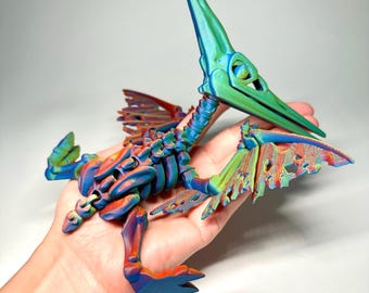 Esqueleto articulado de Pteranodon: dinosaurio impreso en 3D, juguete antiestrés, dinosaurio articulado, regalo para niños, decoración de escritorio
