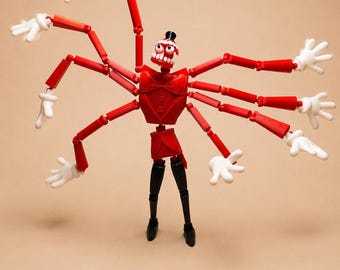 Figura inspirada en Angry Caine, impresa en 3D por Digital Circus, coleccionable flexible, decoración de escritorio con araña espeluznante