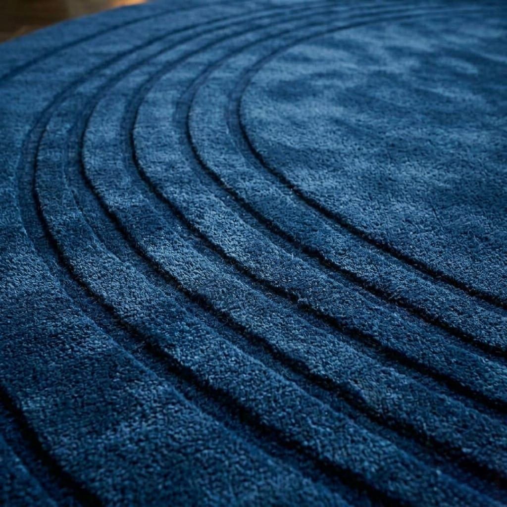 Hand Tufted Wool Round Rug, Navy Blue Modern Area Rug, Luxury Circular ...