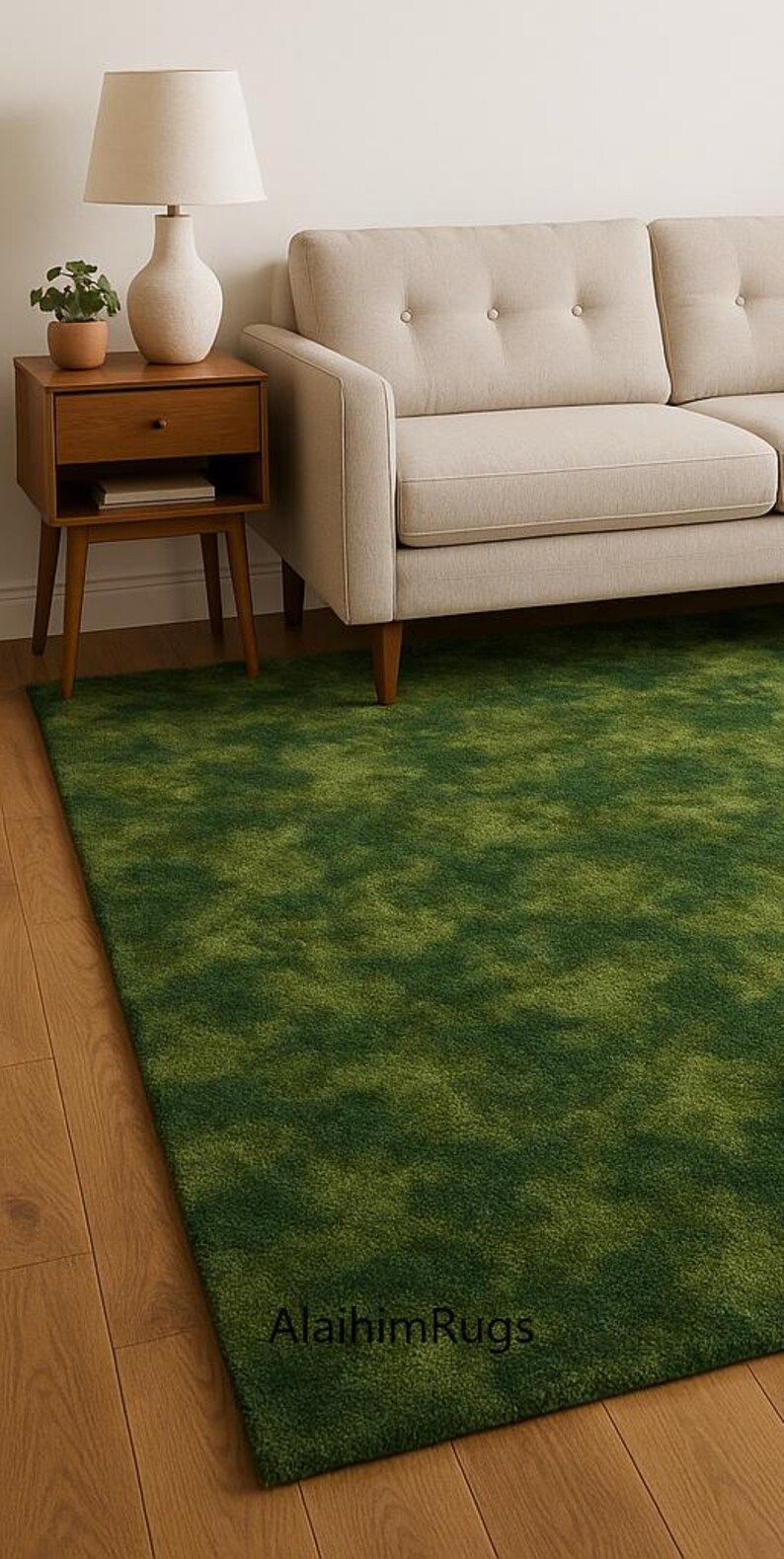 Deep Green Rug Pattern Deep and Light Green Tones Moss Pattern Tufted Rug | Cut Pile Area ...