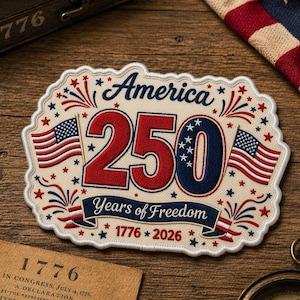 Amerika 250 Jahre gestickter Aufnäher - 1776–2026 USA Jubiläum Aufnäher zum Aufbügeln, Vaterländisches Abzeichen zum 4