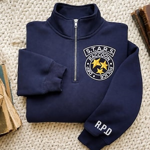 Survival Horror Tactical Unit Embroidered Quarter Zip Sweatshirt, Tactical Gamer Sweatshirt, Apocalypse Survivor Jacket