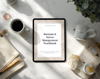 Burnout & Stress Management Workbook | Therapist Handout Edition | Mental Health Printable | Stress Relief Worksheets | Counseling PDF