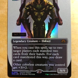 May include: A holographic Magic: The Gathering trading card titled Kozilek, the Broken Reality. The card features a dark, multi-limbed creature, a 9/9 power and toughness rating, and text detailing its abilities. It is numbered 147/250.