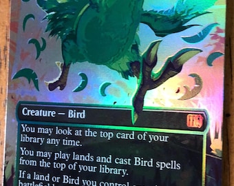 Mtg - Traveling Chocobo - Foil - Neon Green - FFVII - Commander - Video Included (0w0)