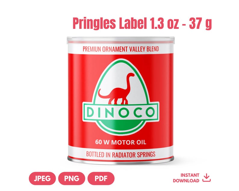 Dinoco Cars Pringles Can Label Printable, 1.3oz Wrapper Birthday Party ...