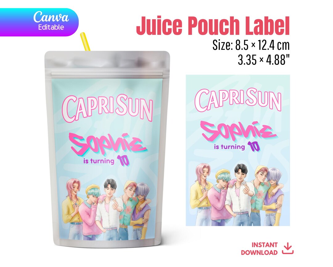Kpop Demon Hunter Capri Sun Label | Editable Canva Huntrix Saja Boys ...
