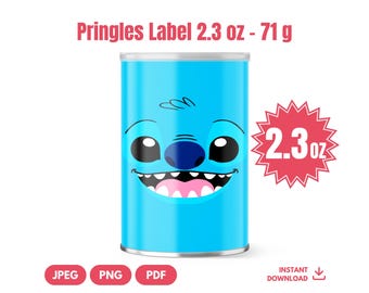 Stitch Pringles Label 2.3oz Can Wrapper Printable Digital Download. Lilo and Stitch Birthday Party Favor PDF PNG JPG