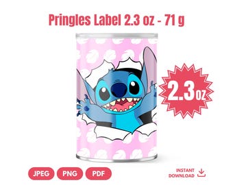 Stitch Pringles Label 2.3oz Can Wrapper Printable Digital Download. Lilo and Stitch Birthday Party Favor PDF PNG JPG