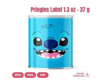 Stitch Pringles Label 1.3oz Can Wrapper Printable Digital Download. Lilo and Stitch Birthday Party Favor PDF PNG JPG
