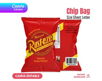 Editable Cars Chip Bag Template, Rust-eze Party Favor, Lightning McQueen Snack Bag, Canva Racing Birthday, Instant Download, Dinoco