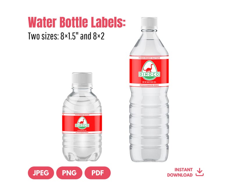 Cars Water Bottle Label Bundle Printable Instant Download | 8x2 & 8x1.5 ...