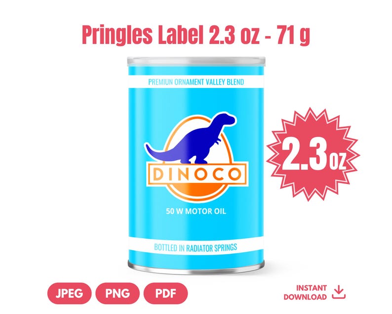 Dinoco Cars Pringles Can Label Printable, 2.3oz Wrapper Birthday Party ...