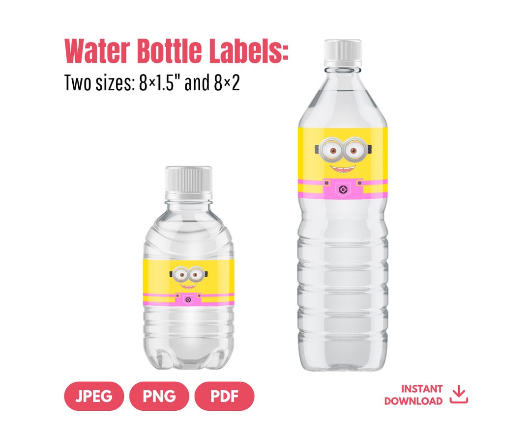 Minions Water Bottle Label Bundle Printable Instant Download | 8x2 ...