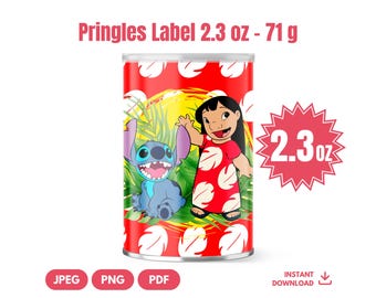 Stitch Pringles Label 2.3oz Can Wrapper Printable Digital Download. Lilo and Stitch Birthday Party Favor PDF PNG JPG