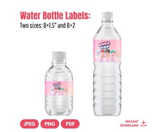 Kpop Demon Hunter ソーダポップラベルバンドル 印刷可能 | 即時ダウンロード | Saja Boys 美的記念品 | 8x2、8x1.5 | PDF JPG PNG